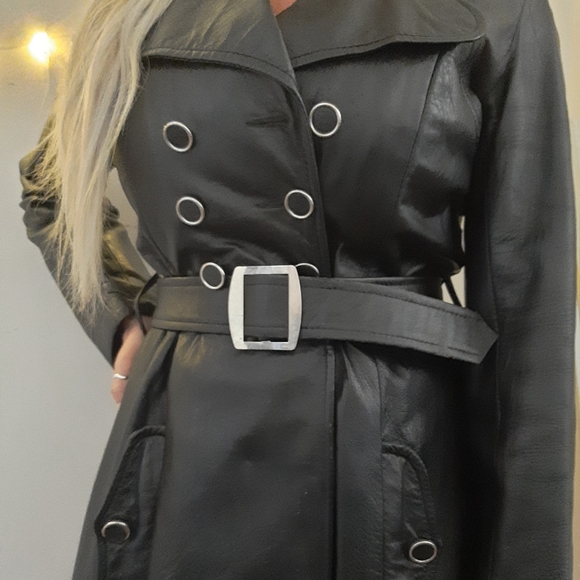 Butter soft real leather trench coat small - Picture 5 of 6